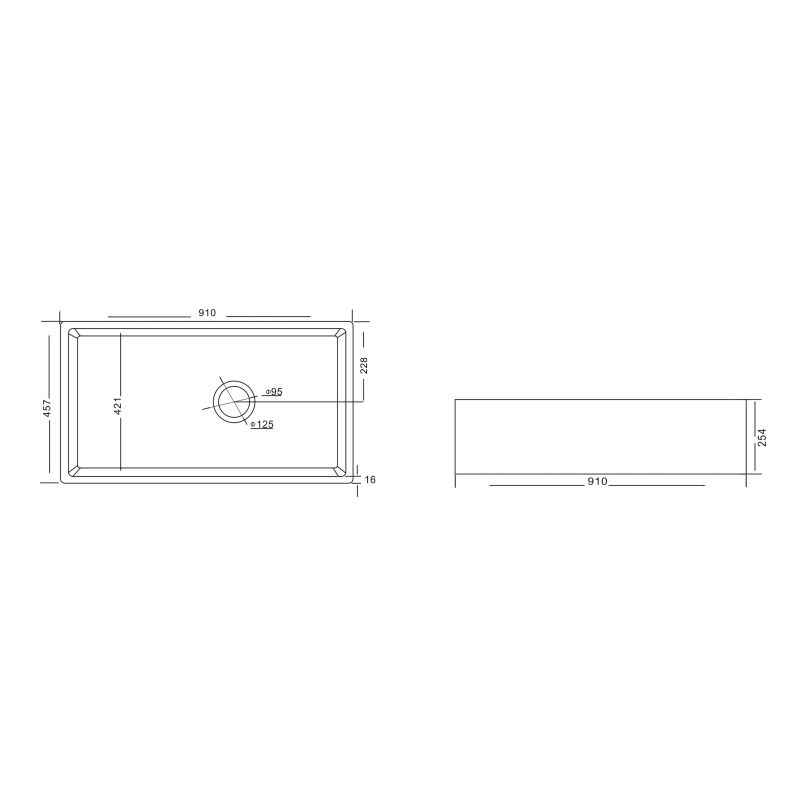 YS27410-91 Küchenspüle aus Keramik, Einzelbecken-Unterbauspüle aus weißer Keramik;