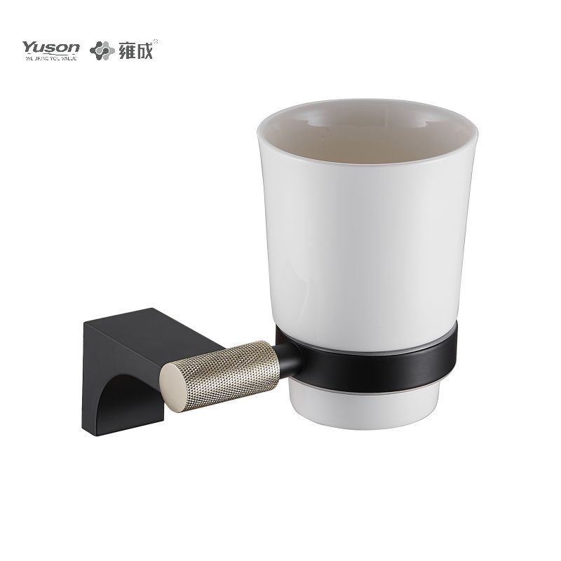 12484 Elegantes Badezimmerzubehör, Becherhalter, mit Becher aus Milchglas/gehärtetem Glas, Becherhalter aus Zink/Messing/SUS, Wandmontage (Serie 12400)