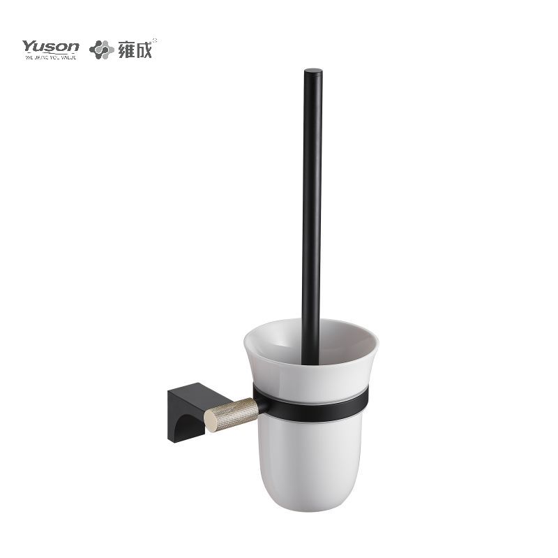 12490 Elegantes Badezimmerzubehör, Toilettenbürste mit Becher aus Milchglas/gehärtetem Glas, Toilettenbürste aus Zink/Messing/SUS, Wandmontage (Serie 12400)