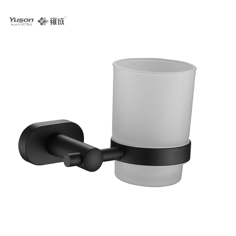 13384 Schlankes Badezimmerzubehör, Becherhalter, mit Becher aus Milchglas/gehärtetem Glas, Becherhalter aus Zink/Messing/SUS, Wandmontage (Serie 13300)