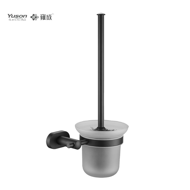 13390 Elegantes Badezimmerzubehör, Toilettenbürste mit Becher aus Milchglas/gehärtetem Glas, Toilettenbürste aus Zink/Messing/SUS, Wandmontage (Serie 13300)