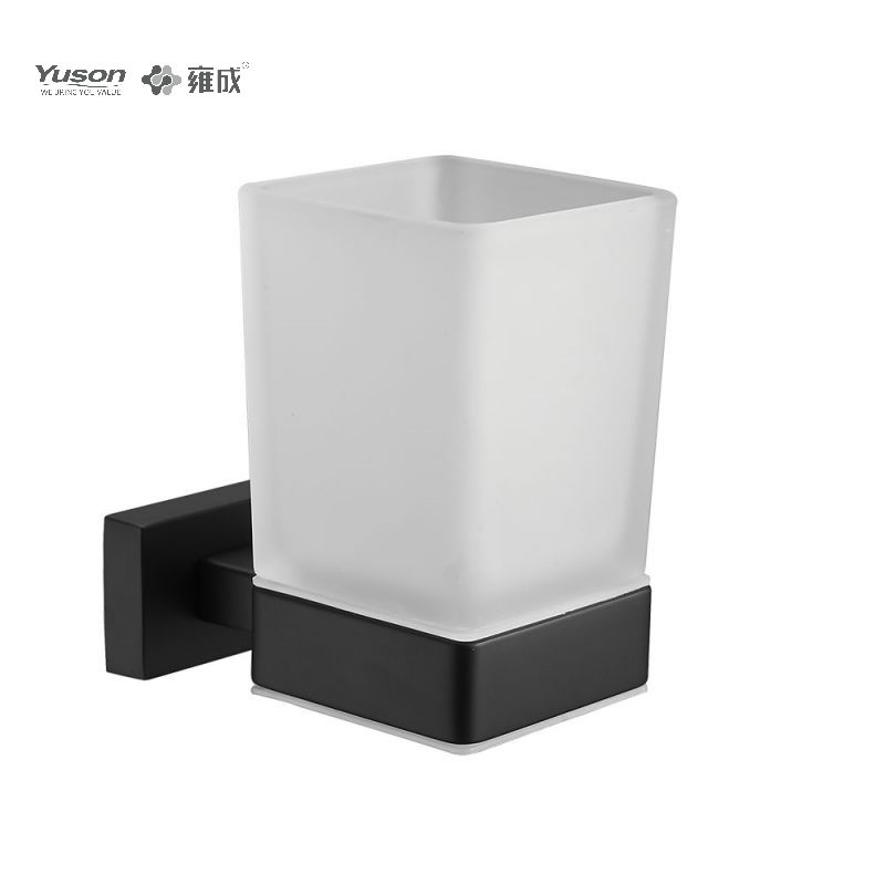 13484 Schlankes Badezimmerzubehör, Becherhalter, mit Becher aus Milchglas/gehärtetem Glas, Becherhalter aus Zink/Messing/SUS, Wandmontage (Serie 13400)