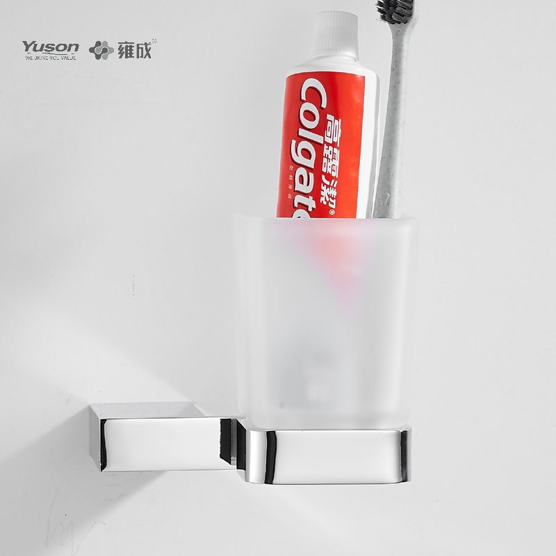 15084 Schlankes Badezimmerzubehör, Becherhalter, mit Becher aus Milchglas/gehärtetem Glas, Becherhalter aus Zink/Messing/SUS, Wandmontage (Serie 15000)