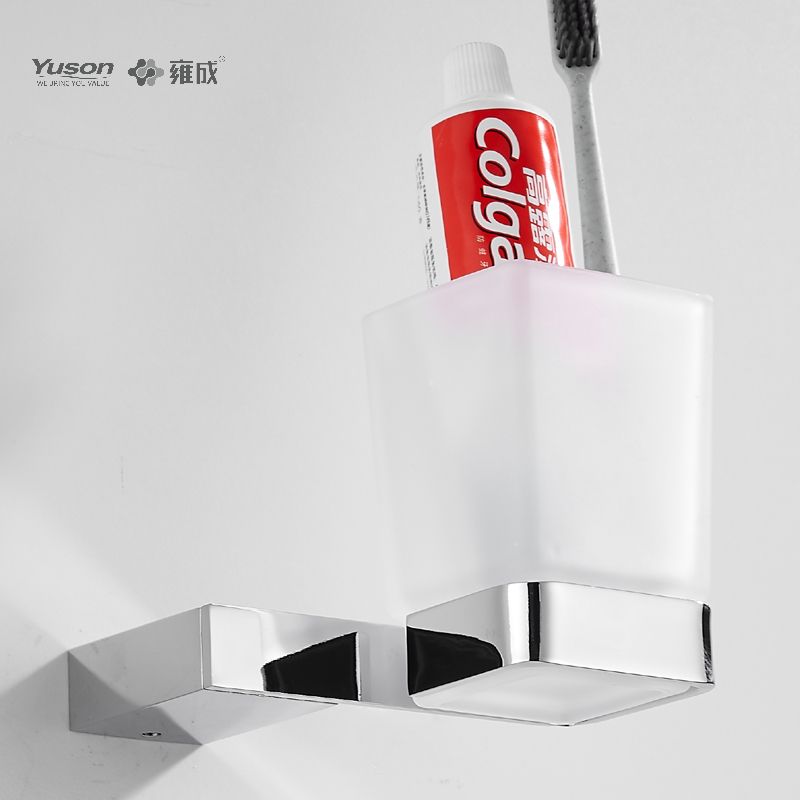 15084 Schlankes Badezimmerzubehör, Becherhalter, mit Becher aus Milchglas/gehärtetem Glas, Becherhalter aus Zink/Messing/SUS, Wandmontage (Serie 15000)
