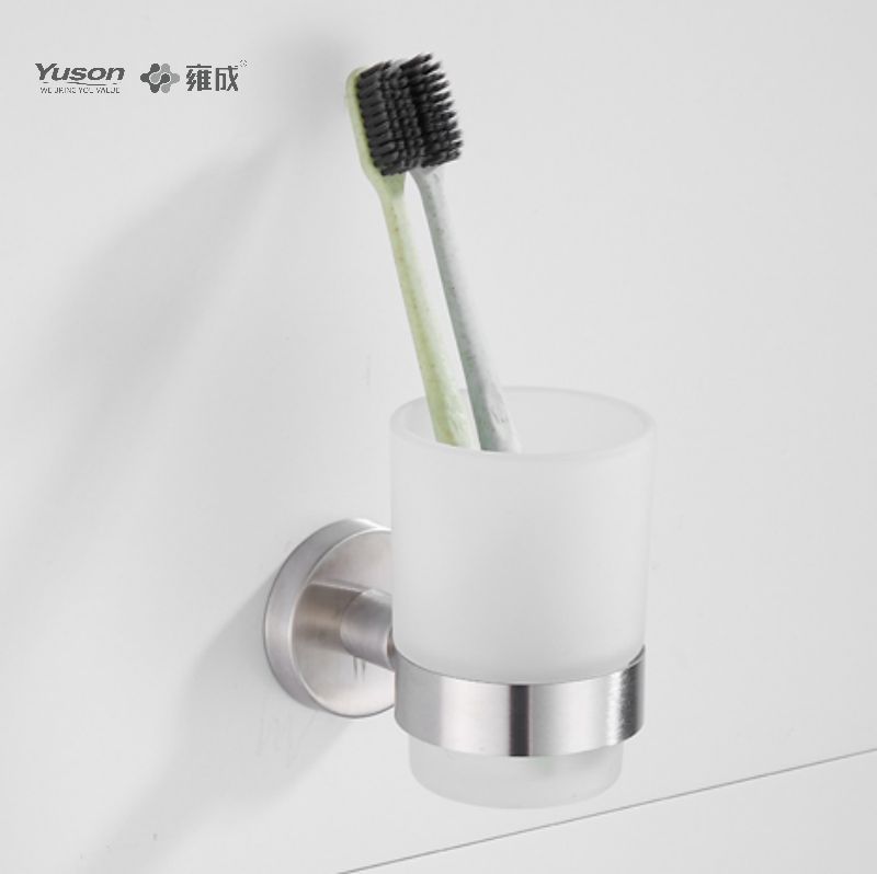 15584 Schlankes Badezimmerzubehör, Becherhalter, mit Becher aus Milchglas/gehärtetem Glas, Becherhalter aus Zink/Messing/SUS, Wandmontage (Serie 15500)