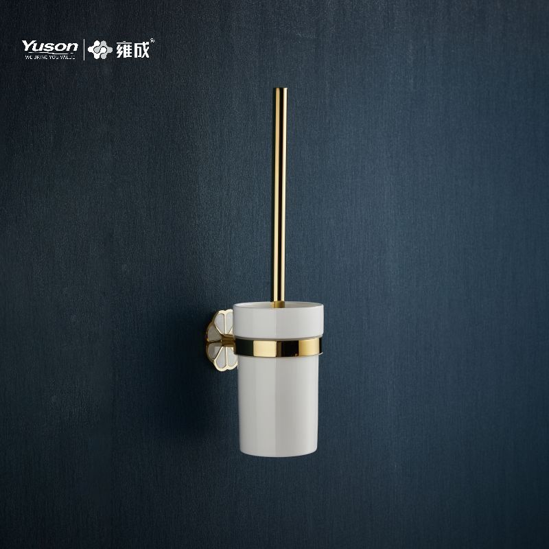 21090 Elegantes Badezimmerzubehör, Toilettenbürste mit Becher aus Milchglas/gehärtetem Glas, Toilettenbürste aus Zink/Messing/SUS, Wandmontage (Serie 21000)