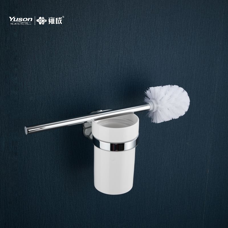 21090 Elegantes Badezimmerzubehör, Toilettenbürste mit Becher aus Milchglas/gehärtetem Glas, Toilettenbürste aus Zink/Messing/SUS, Wandmontage (Serie 21000)
